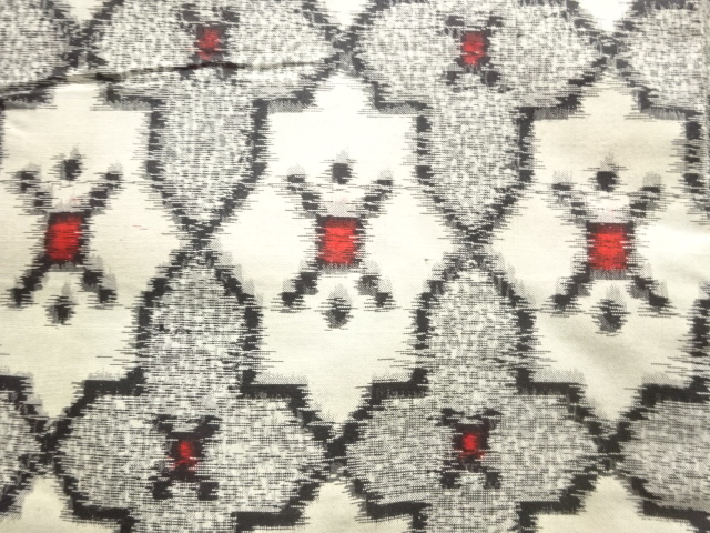  アンティーク　抽象花模様織り出し銘仙長羽織